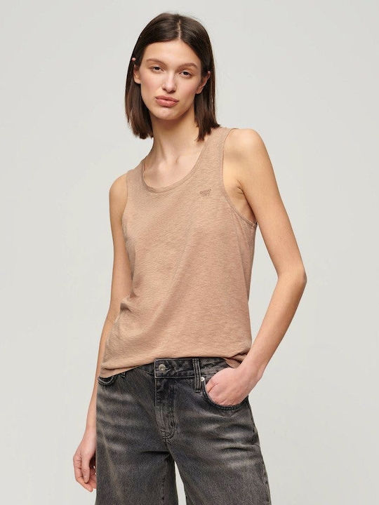 Superdry D2 Stud Scoop Neck Women's Summer Blouse Sleeveless Brown