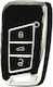 Car Key Cover Case made of with 3 Buttons for VW in Black Color