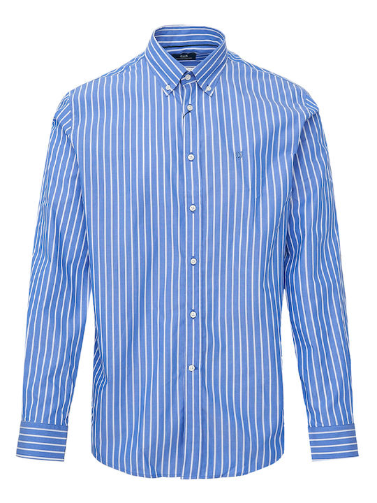 The Bostonians Men's Shirt Long Sleeve Cotton Striped Blue