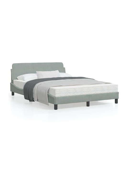 Semi-Double Fabric Upholstered Bed Ann. Grey with Slats for Mattress 120x200cm