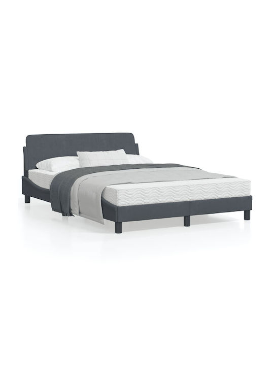 Semi-Double Fabric Upholstered Bed Sc. Grey with Slats for Mattress 120x200cm