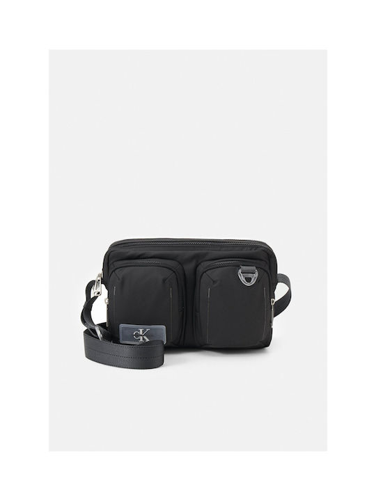 Calvin Klein Fabric Shoulder / Crossbody Bag with Zipper & Adjustable Strap Black