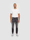 Ανδρικό Παντελόνι Τζιν Cropped Ελαστικό με Relaxed Tapered Εφαρμογή Γκρι