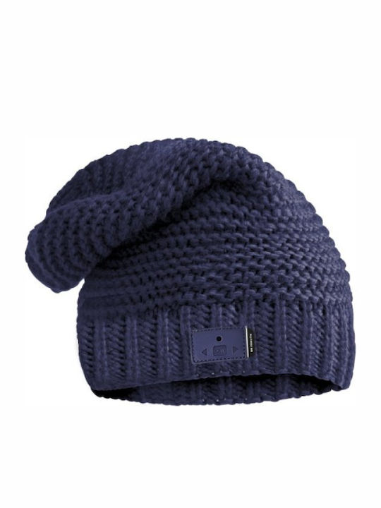 Beanie Unisex Beanie with Headphones Knitted in Blue color