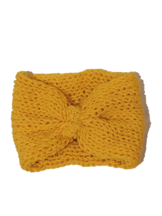 Unisex Headband Πλεκτό σε Κίτρινο χρώμα