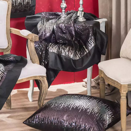 Teoran Weihnachtlich Tischtuch Quadrat Stoff Schwarz L90xB90cm.