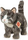 Hermann Teddy Plush Cat Standing Grey 20 cm