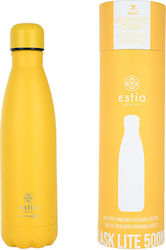 Estia Travel Flask Save the Aegean Recyclable Bottle Thermos Stainless Steel BPA Free Pineapple Yellow 500ml