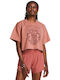 Damen Sport Crop Top Kurzarm Pink