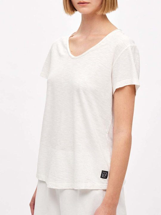 Dirty Laundry Γυναικείο T-shirt με V Λαιμόκοψη Λευκό