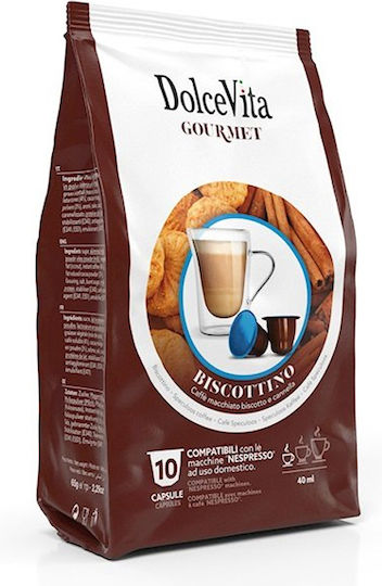 Nespresso-Kapseln Kompatibel Dolce Vita Kompatibel Biscottino Biscotti 10 Stück