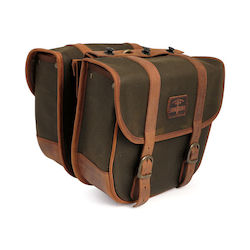 Longride Side Bags, Throw Over Saddlebags Waxed Cotton. Khaki Longride Side Bags, Throw Over Saddlebags Waxed Cotton. Khaki