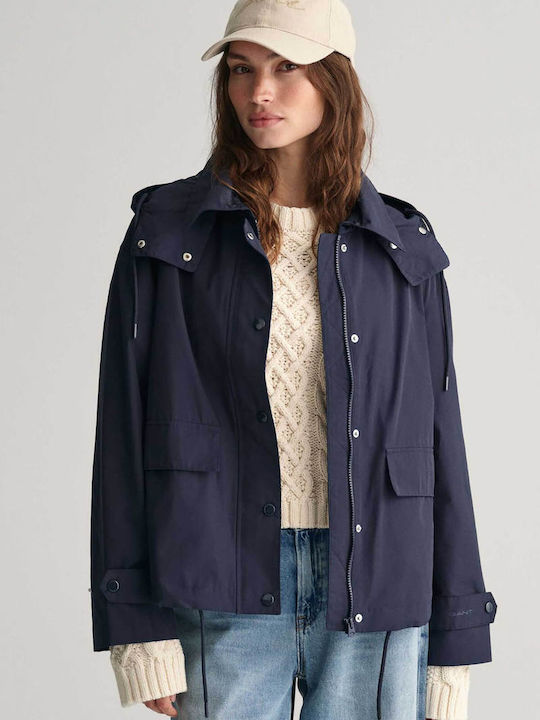Gant Women's Windproof Jacket with Removable Hood Regular Fit - 4700305 Dark Blue