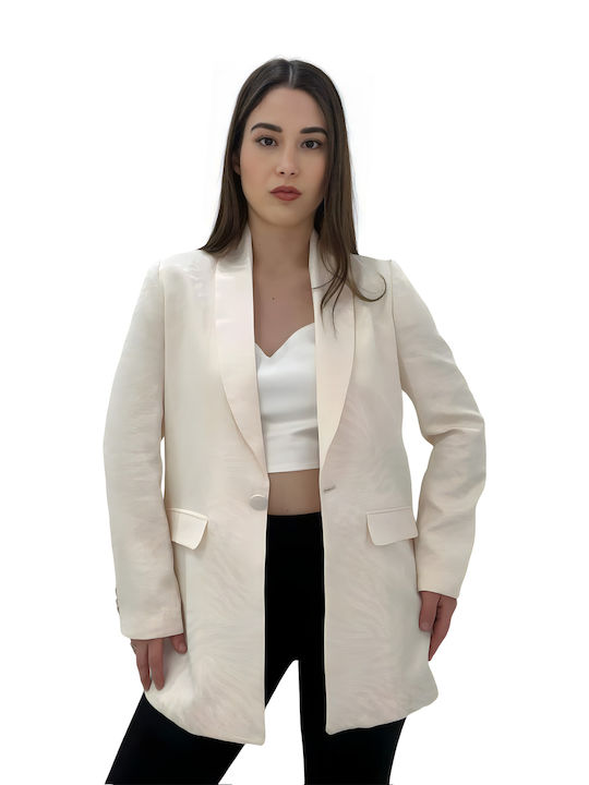 Γυναικείο Blazer Κανονική Εφαρμογή Σε Μπεζ Χρώμα Collection 2023-2024