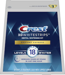 Box 14x Envelopes, Teeth Whitening Strips, Crest, 3d White, Radiant Express, 14% Concentration, 14 D