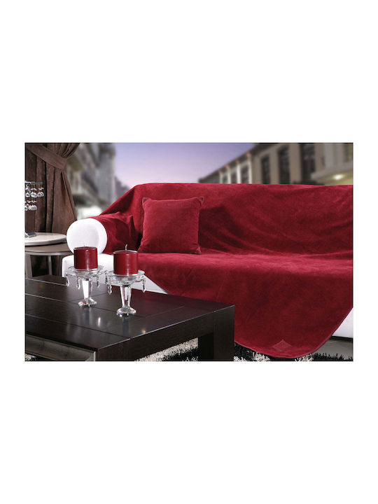 Beauty Home Ριχτάρι Διθέσιου Καναπέ Βελουτέ 180x250εκ. Κόκκινο