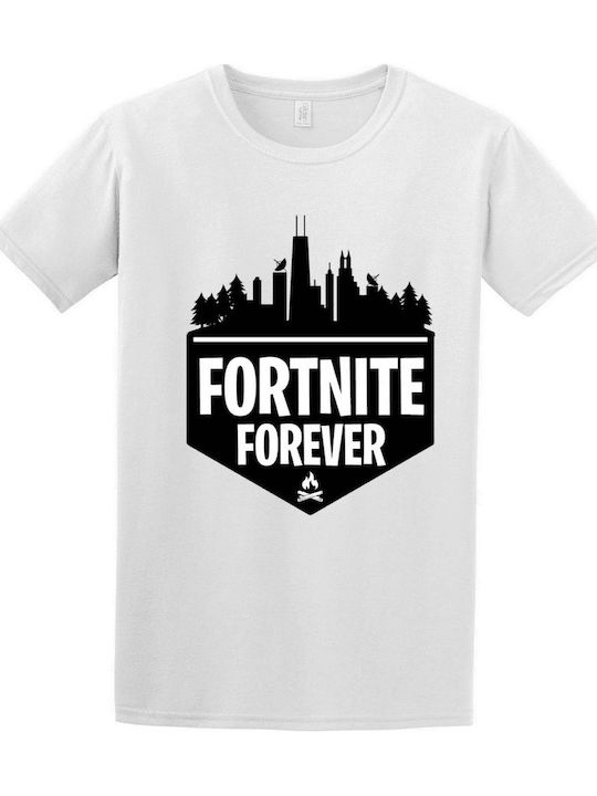 Tricou pentru copii Fortnite Forever alb