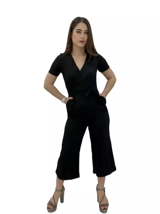 Women's Jumpsuit With Short Sleeves In Black Color Collection 2023-2024