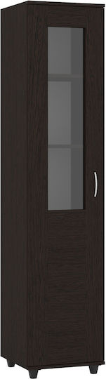 Asigia Wohnzimmer-Vitrine aus Spanplatte in Wenge mit Glas 40x40x180cm
