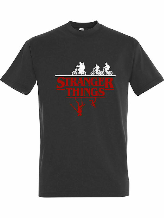 Stranger Things Upside Down Tricou Stranger Things Gri Gri închis