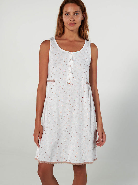 Vamp Women's Summer Cotton Nightgown Cream
