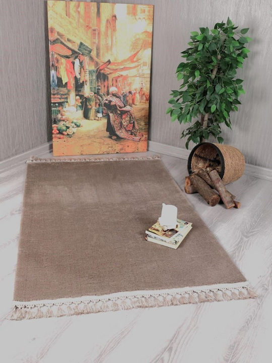 Eco Carpet Furry Bedroom Rug Set With Fringes - Cordoba Beige