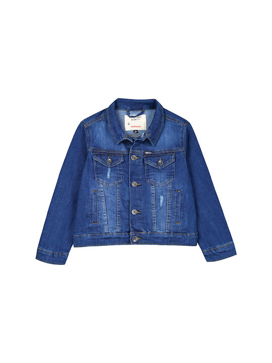 Thin Denim Jacket With Busts For Boy - Blue Denim 12-224105-1-5