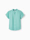 Zippy Linen Shirt With Mao Yak, Green