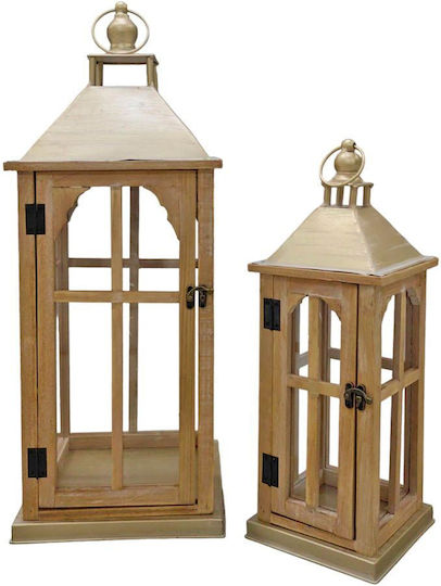 Φαναρια Ξυλινα Σετ Των 2 Τεμαχιων 24x24x62,5εκ. & 16x16x45εκ. Με Χρυση Μεταλλικη Οροφη Ankor 831784 Φαναρια Ξυλινα Σετ Των 2 Τεμαχιων 24x24x62,5εκ. & 16x16x45εκ. Με Χρυση Μεταλλικη Οροφη Ankor 831784