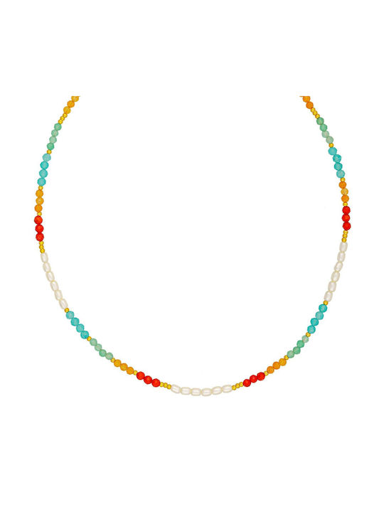 Excite-Fashion Necklace from Gold Plated Steel