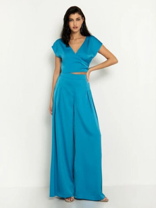 Damen Stoff Hose Blue