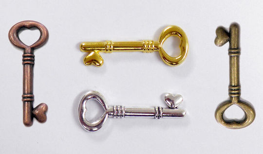 Metallic Decorative Key for DIY Crafts Silver 50pcs 5x2cm