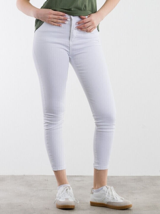 Blugi de damă cu croială slim White