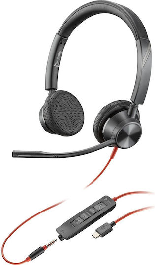 Poly Blackwire 3325 On Ear Multimedia Ακουστικά με μικρόφωνο και σύνδεση 3.5mm Jack / USB-A