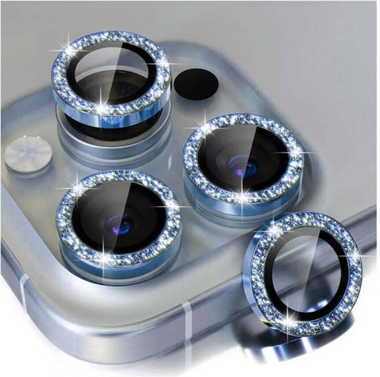 Glitter Camera Protection Tempered Glass Blue for the iPhone 15 Pro / 15 Pro Max