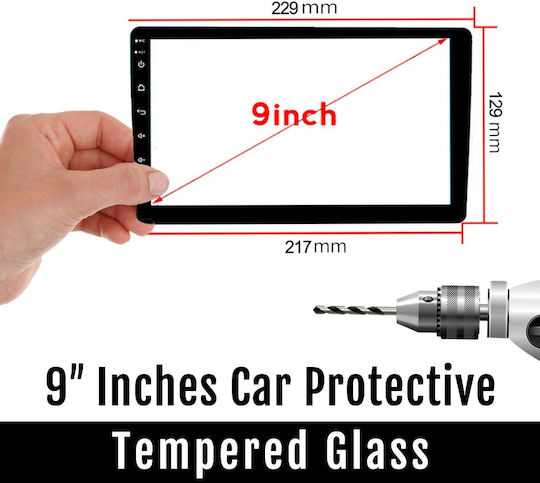 Protective Screen for 9" Car Display (Tempered Glass Protector Android 2-din Factory Type Universal 1-din OEM Car Radio Gorilla Film Touch Glass)