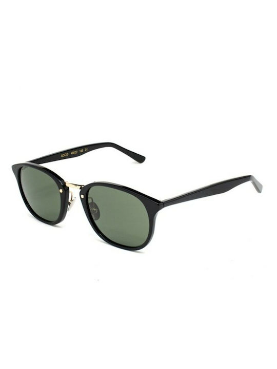 L.G.R. Addis Sunglasses with Black Frame and Green Lens ADDIS-BLACK-01