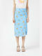 Compania Fantastica High Waist Midi Skirt in Light Blue color