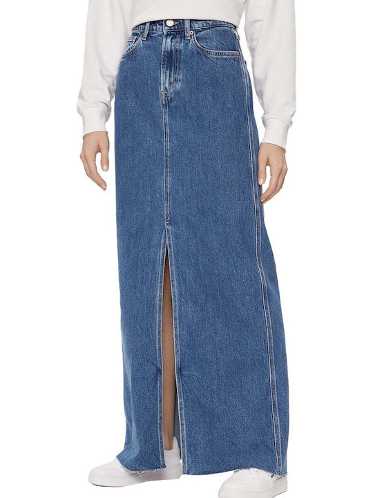 Tommy Hilfiger Τζιν Ψηλόμεση Maxi Φούστα σε Μπλε χρώμα