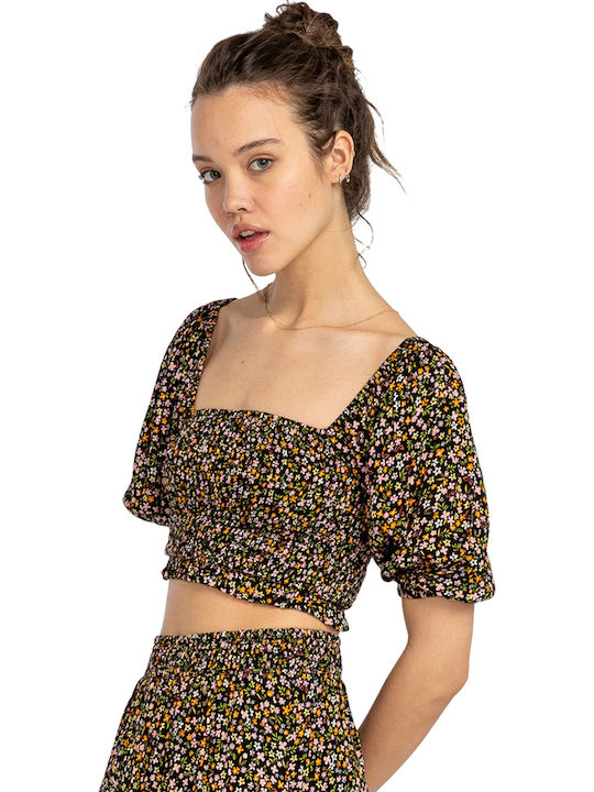Sweet Life Women's Summer Crop Top Short Sleeve Black