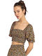 Sweet Life Women's Summer Crop Top Short Sleeve Black