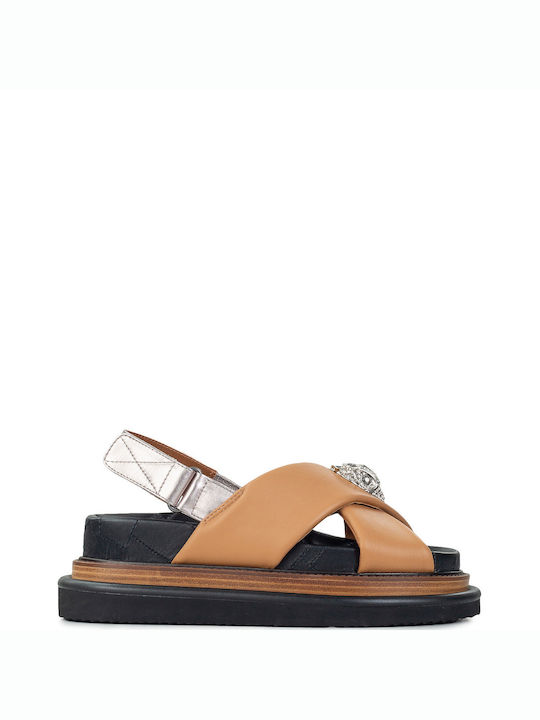 Sandale pentru femei Kurt Geiger Brown Orson Cross Strap Sandal