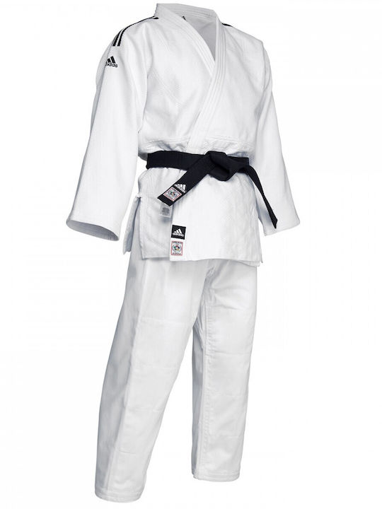 Στολή Τζούντο Adidas J-ijf Champion Iii Στενη Γραμμη Λευκή - Εγκεκριμένη( 3 Άτοκες Δόσεις.)