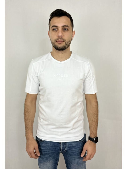 Paco & Co T-shirt Bărbătesc cu Mânecă Scurtă Alb