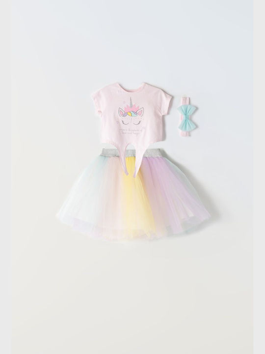 Εβίτα Kinder Set mit Rock Sommer 3Stück Pink