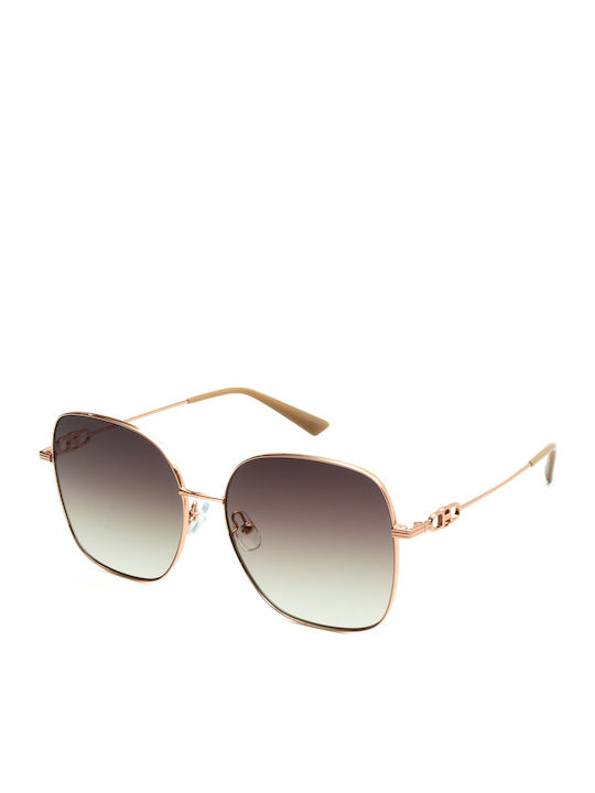 Bolon Women's Sunglasses with Rose Gold Metal Frame and Brown Gradient Lens BL7193A32