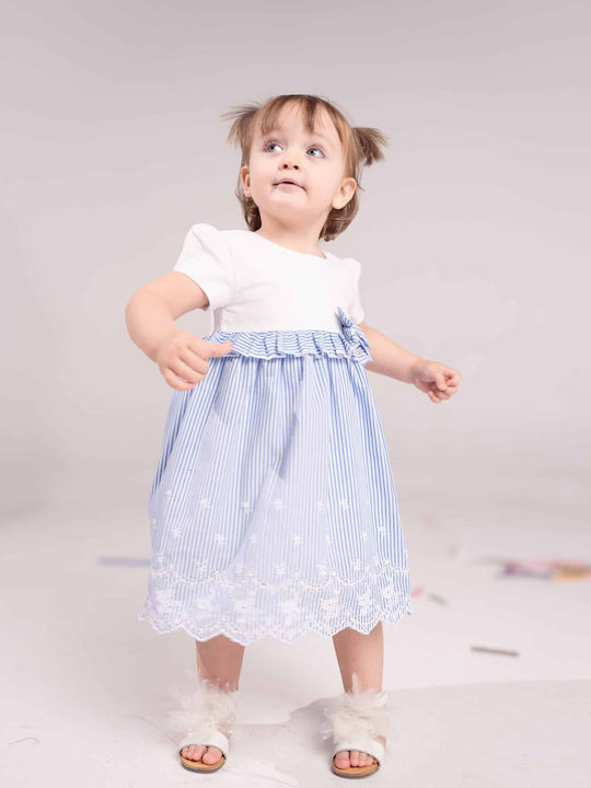 Evita Mädchen Kleid Gestreift Kurzärmelig Blue