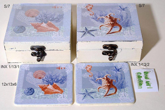 Royal Art Collection Round Coaster Glass with Stand 12cm 6pcs