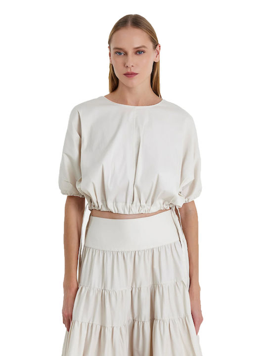 Devotion Women's Summer Blouse Short Sleeve White