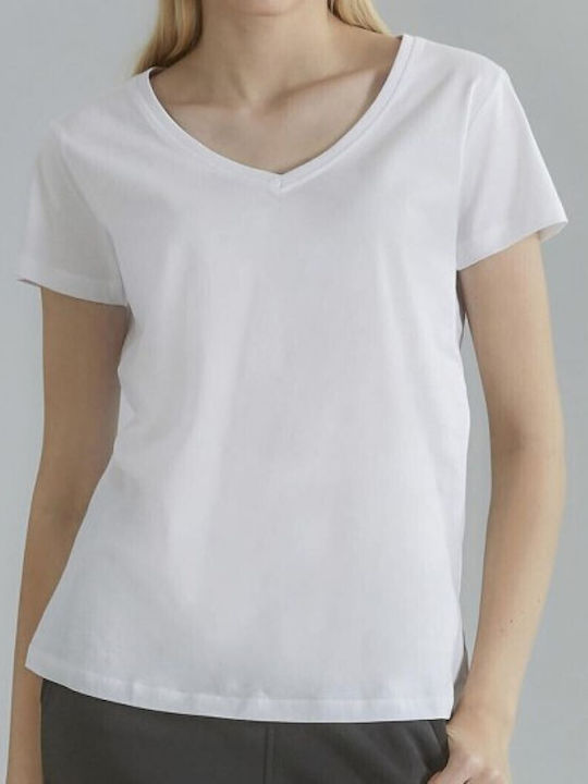 Admiral Women's T-shirt with V Neckline White
